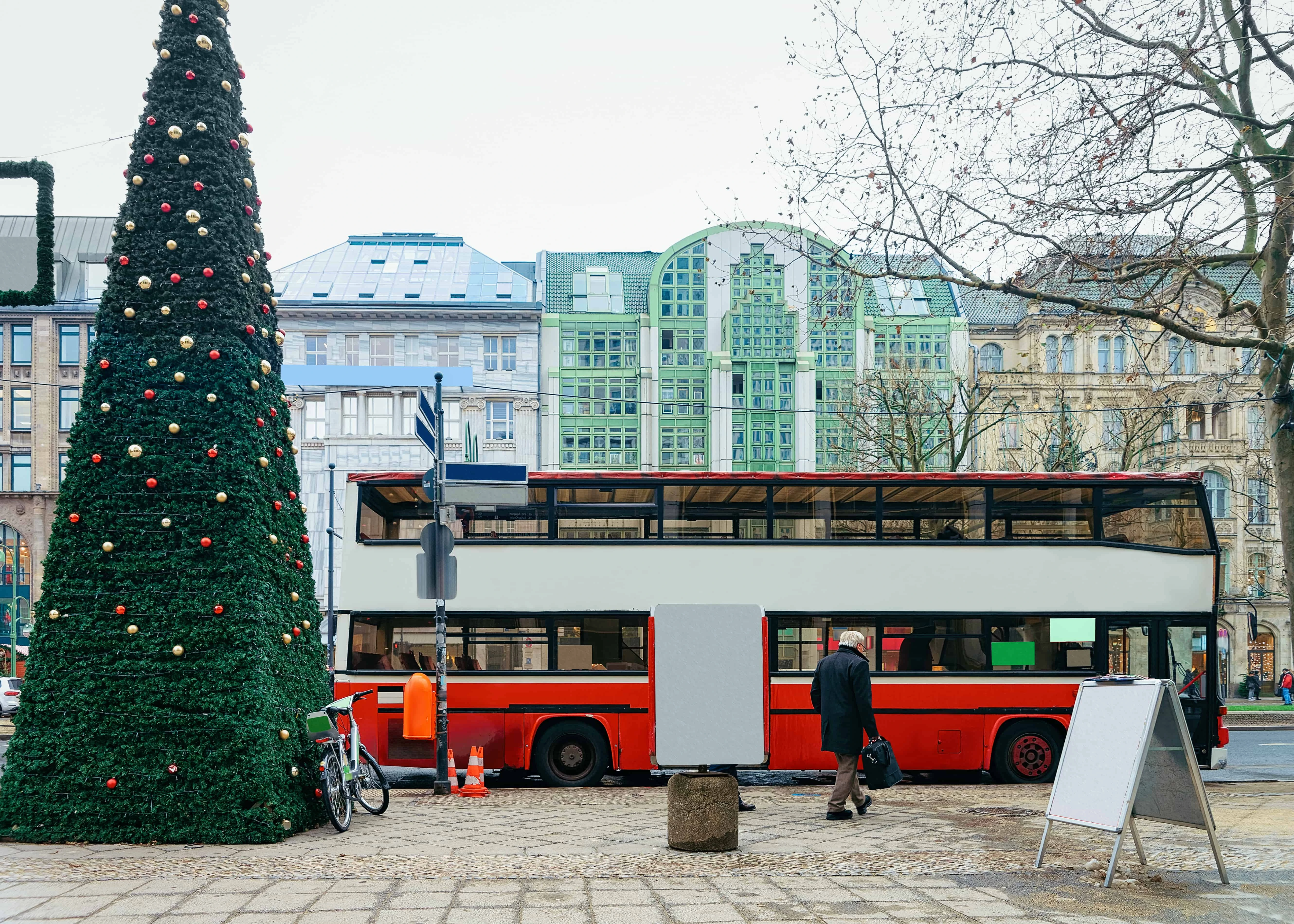 Modern Bus in Marzahn-Hellersdorf, Berlin.