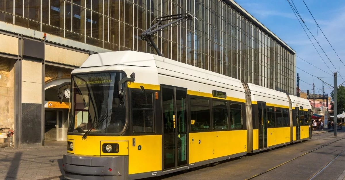 Modern Tram in Pankow, Berlin.