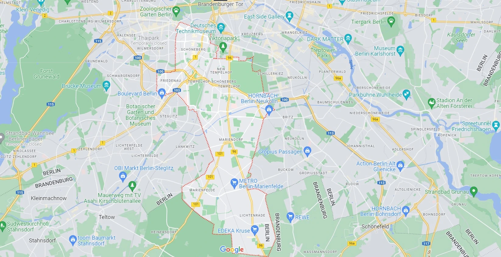 Map of Tempelhof-Schöneberg